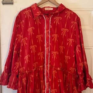 Ivy City Co Red Bow Patterned Dress